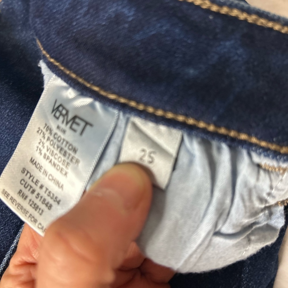 Vervet High Rise Slim Straight Jeans Raw Hem Dark Wash Women’s 25 - Picture 6 of 10